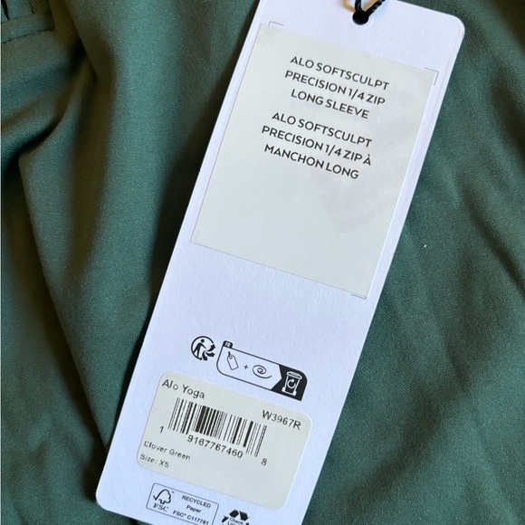 NEW ALO Yoga Soft Sculpt Precision 1/4 Zip Long Sleeve Clover Green Top XS - Picture 12 of 16